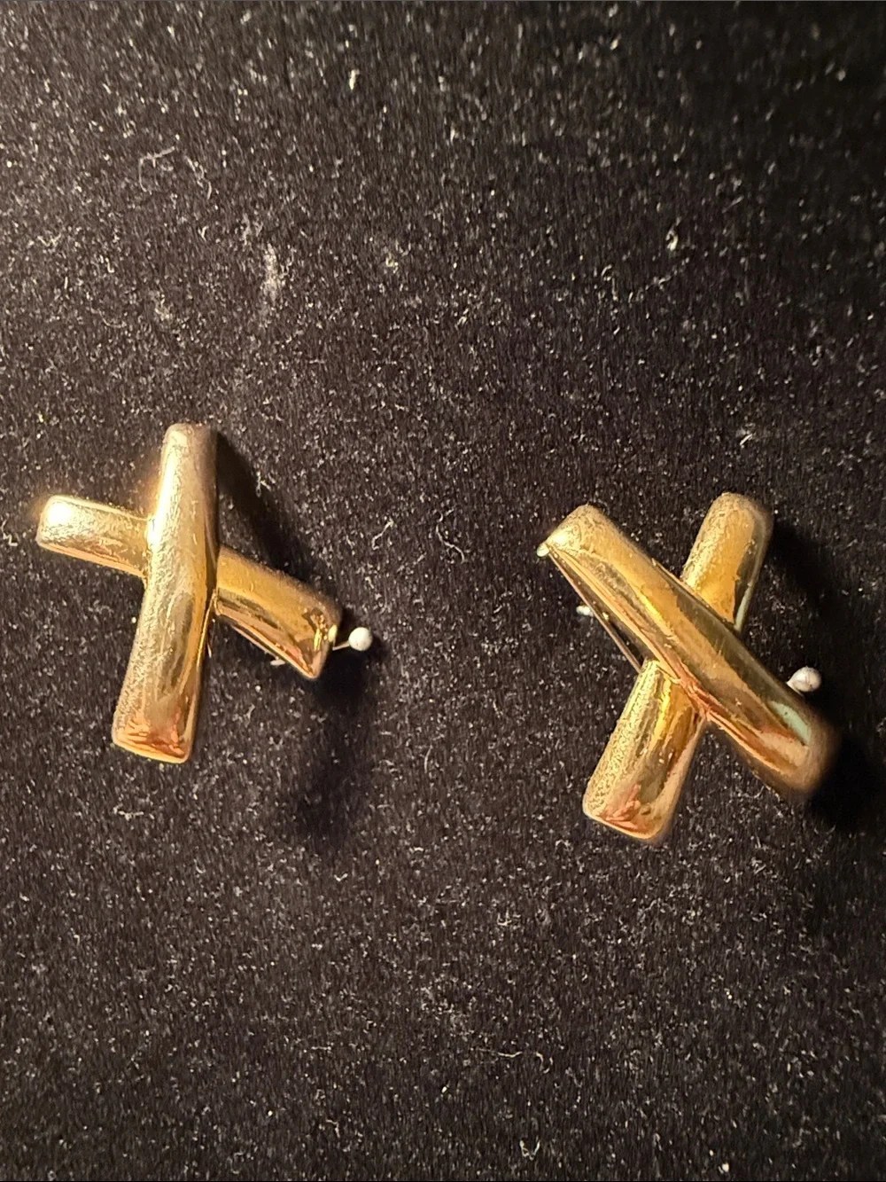 Women's Gold Crossed Bar Earrings